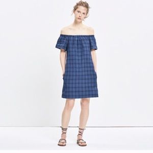 Madewell Off the Shoulder Plaid Dress